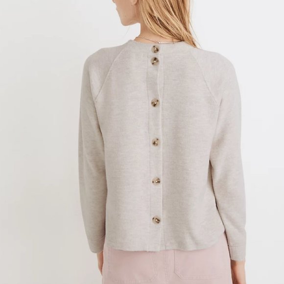 Madewell Tops - MADEWELL OATMEAL (RE)SOURCED PLUSH MOCKNECK BUTTON-BACK SWEATER TOP